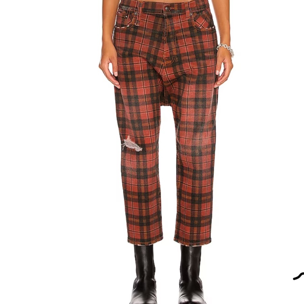 R13 Drop crotch Plaid Jeans size 26